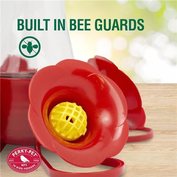 2 Glass Hummingbird Feeders for Outdoors with Perches, Ant Moat, Bee Guards - Picture 5 of 7
